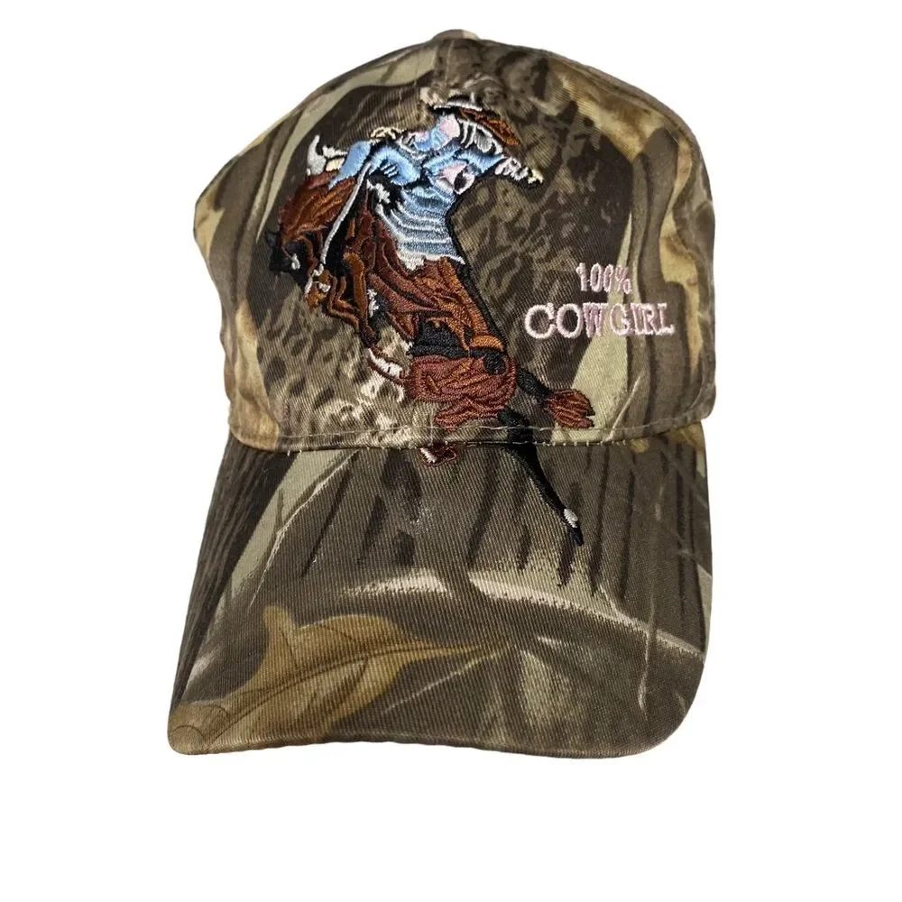 Big Bear Headwear 100% Cowgirl Bucking Bronco Camo Rodeo Soft Adjustable Cap Hat
